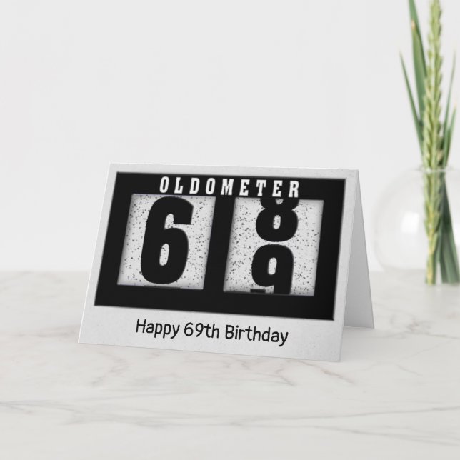 Carte Odomètre noir pour 69e anniversaire (Devant)