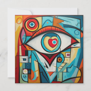Carte Oeil Valentine Coeur Amour Art Déco