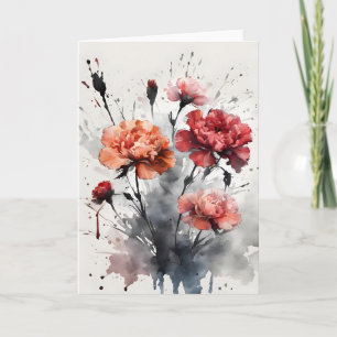 Carte Œillet - Fleurs à l'aquarelle