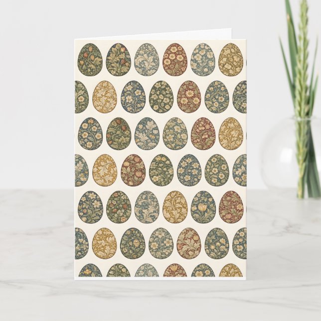 Carte Œuf de Pâques botanique inspiré de William Morris (Devant)