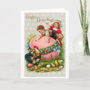 Carte Œuf de Pâques enfant vintage Poussin
