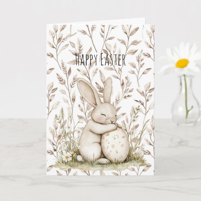 Carte Œuf de Pâques Lapin de Pâques   (Petite plante)