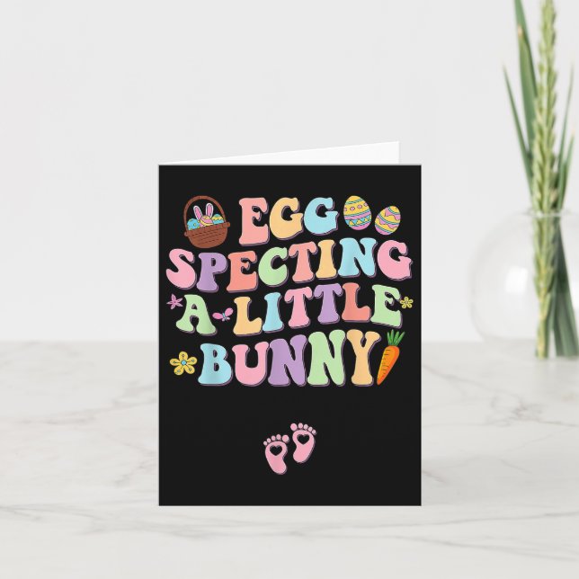 Carte Oeuf Spangeant Un Petit Lapin Grossesse De Pâques  (Devant)