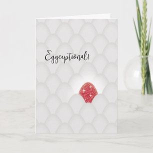 Carte Œufceptionnel ! Œuf de félicitations rouge paillet