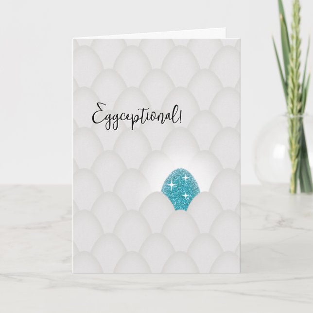 Carte Œufceptionnel ! Œuf pailleté bleu Félicitations (Devant)