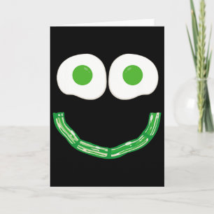 Carte Œufs au visage souriant vert et petit déjeuner jam