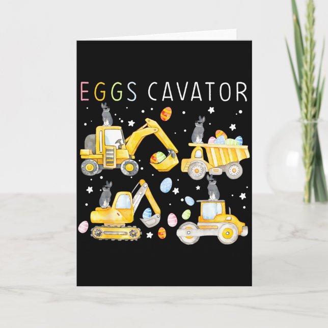 Carte Oeufs Cavator Véhicule de Construction Lapin Heure (Devant)