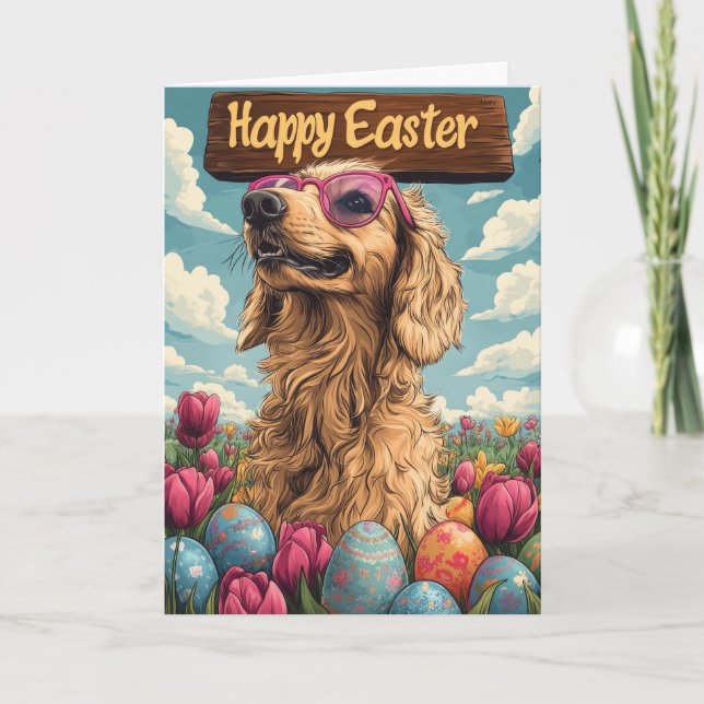 Carte Œufs de Pâques Afghan Hound (Devant)