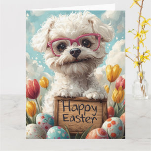 Carte Œufs de Pâques Bichon Frise