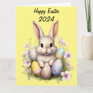 Carte Oeufs de Pâques et lapin de Pâques