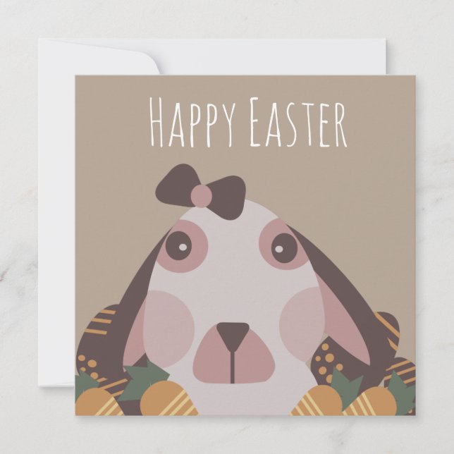 Carte Œufs de Pâques Joyeux Lapin Carottes (Devant)