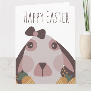 Carte Œufs de Pâques Lapin Carottes Bonheur Chocolat
