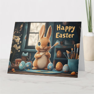 Carte Oeufs de peinture de lapin de Pâques mignons : Art