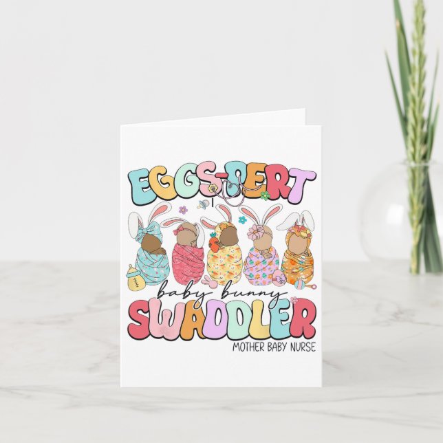 Carte Oeufs-pert Bébé Fête de Pâques Mère Bébé Infirmièr (Devant)