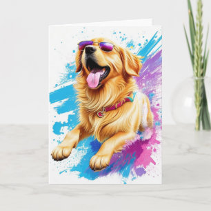 Carte Œuvre d'art éclaboussée Golden Retriever avec des