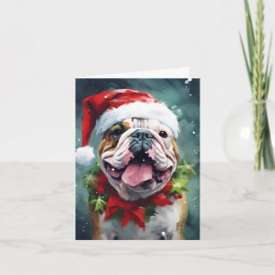 Carte OEuvre de peinture de Noël Bulldog