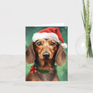 Carte OEuvre de peinture de Noël de Dachshund