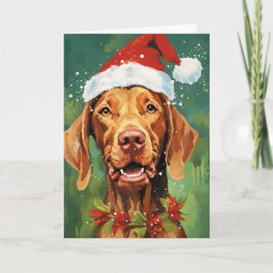 Carte OEuvre de peinture de Noël Vizsla