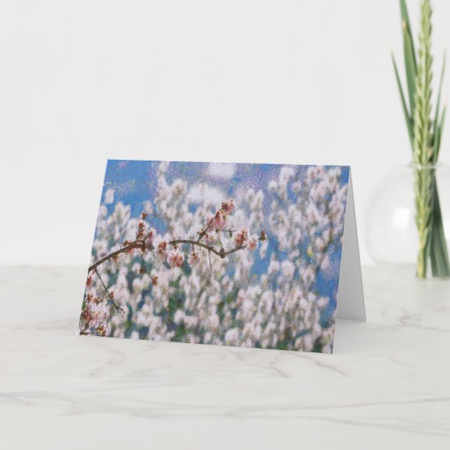 Carte Oeuvre de Pointillisme d'amandiers en fleurs (Devant)