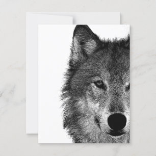 Carte OEuvre d'oeil de loup noir et blanc