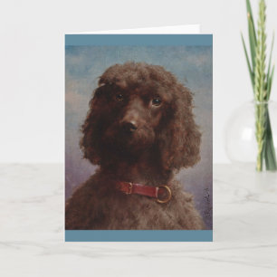 Carte Oeuvre vintage - Portrait d'un caniche Brown,