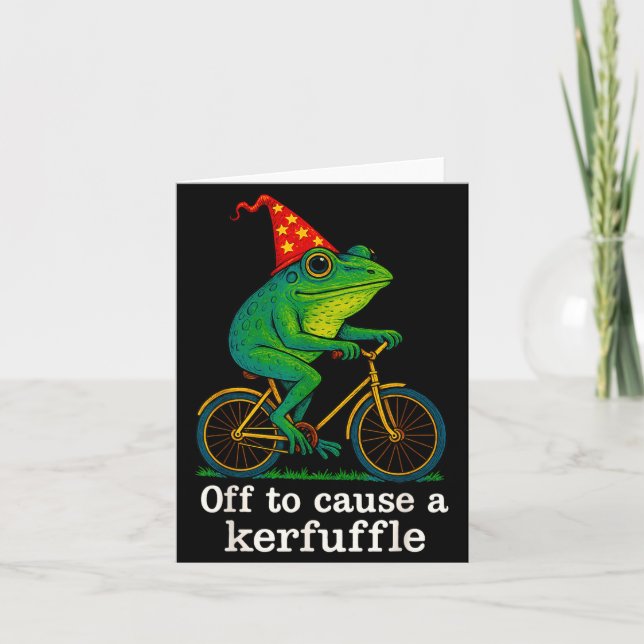Carte Off To Cause A Kerfuffle Funny Frog Wizard Bicycle (Devant)
