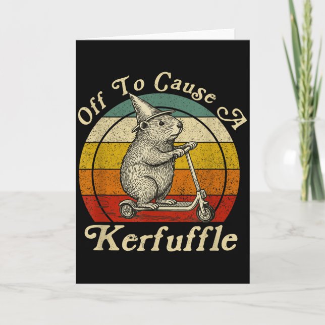 Carte Off To Cause A Kerfuffle Funny Groundhog Riding Sc (Devant)