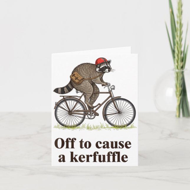 Carte Off To Cause A Kerfuffle Funny Raccoon Meme Boys M (Devant)