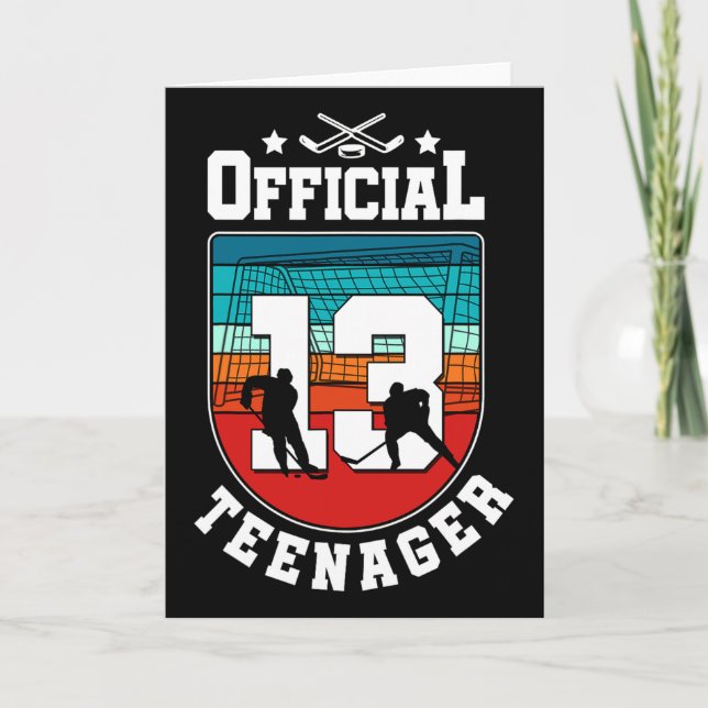 Carte Official Teenager 13th Birthday 13 Year Boy Hockey (Devant)