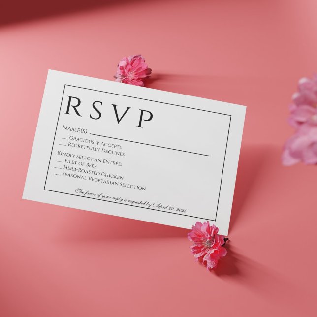 Carte officielle de mariage noir et blanc RSVP (Créateur téléchargé)