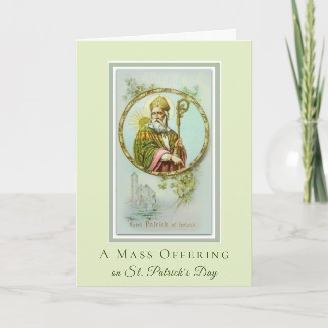 Carte Offrande de messe catholique Shamrocks de la Saint (Devant)