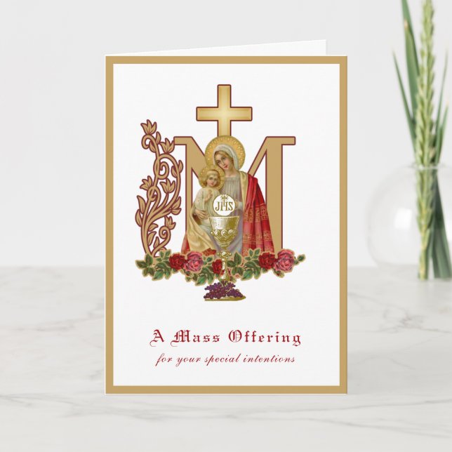 Carte Offrande de messe catholique Vierge Marie Jésus (Devant)