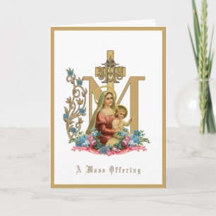 Carte Offrande de messe catholique Vierge Marie Jésus