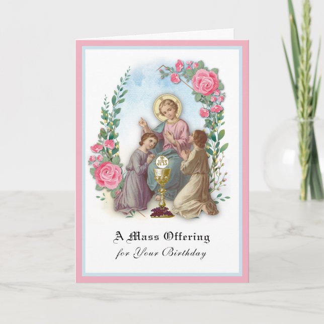 Carte Offrande de messe d'anniversaire catholique Jésus  (Devant)
