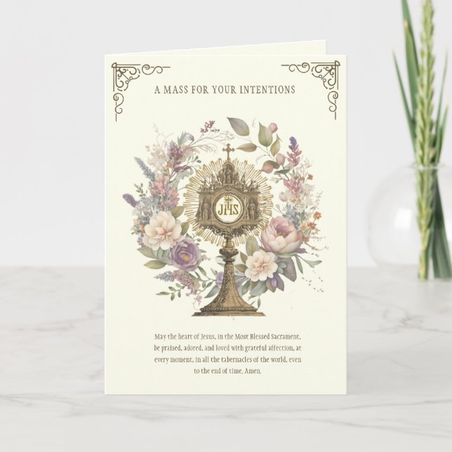 Carte Offrande de messe Floral Louanges Divines Eucharis (Devant)