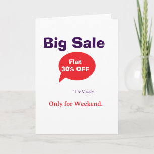 Carte Offre de remise grande vente week-end magasin soci