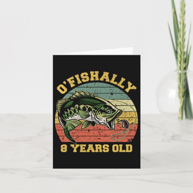 Carte O'fish 8 ans Pêche Anniversaire Thème Partie (Devant)