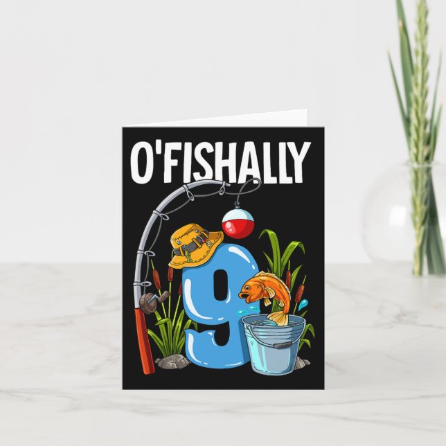 Carte O'Fishally 9 Ans 9e Anniversaire Pêche (Devant)