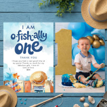 Ofishally One Fisherman Photo 1st Birthday Thanks