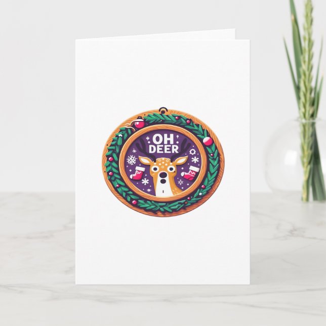 Carte Oh Cerf Noël Conception de Fêtes de Fin d'Année (Devant)