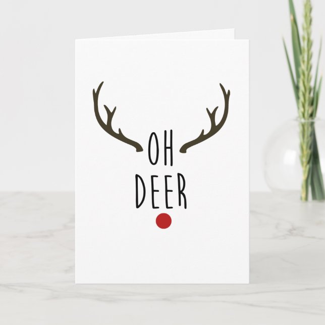 Carte OH CERF Renne Noël Vacances Merci (Devant)