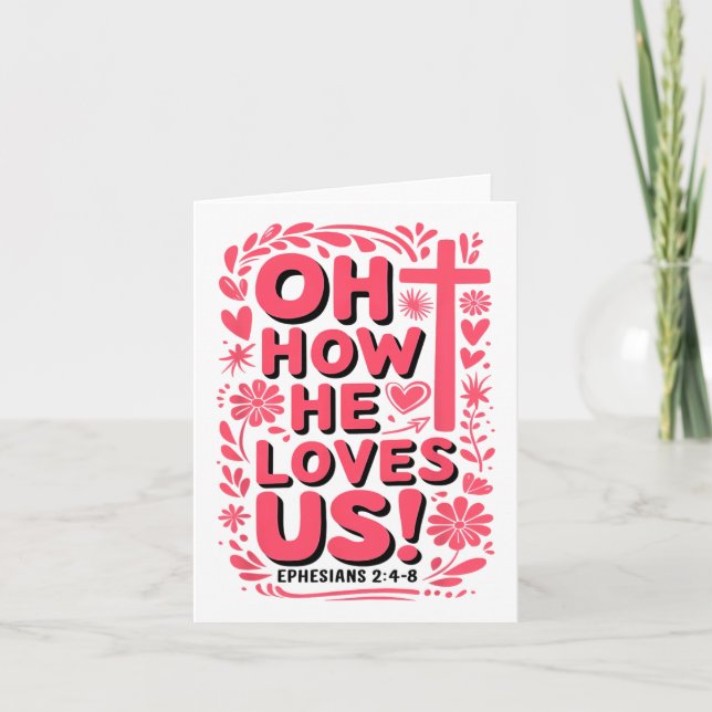 Carte Oh combien il nous aime Boho Saint-Valentin Jésus  (Devant)