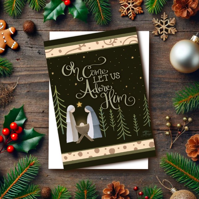 Carte Oh Come Let Us Adore Him Jesus Christmas  (Créateur téléchargé)