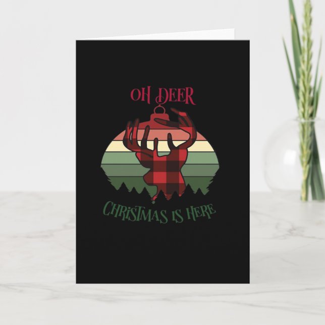 Carte Oh Deer Christmas Is Here Joyful Aesthetic (Devant)