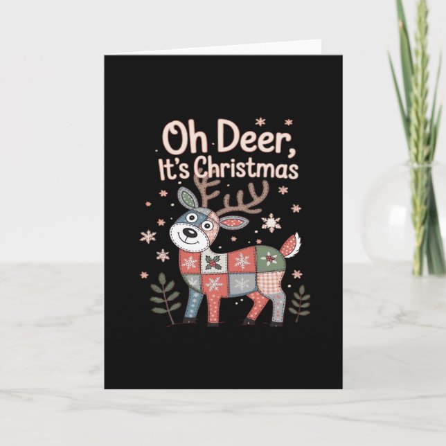 Carte Oh Deer Its Christmas MiniaturFolded Greeting Card (Devant)
