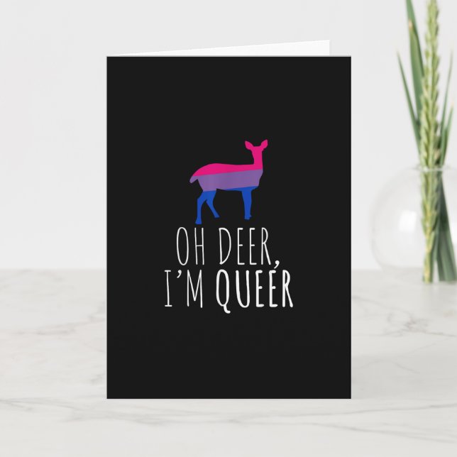 Carte Oh Deer Queer Bisexual Pride GFolded Greeting Card (Devant)