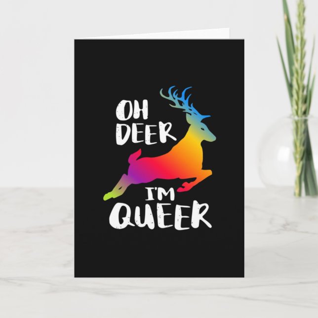 Carte Oh Deer Queer Pride Minimal ArFolded Greeting Card (Devant)