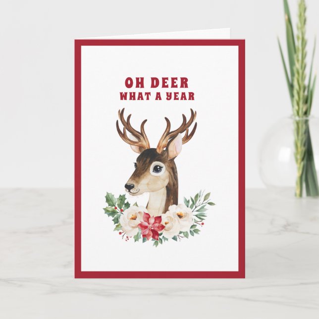 Carte Oh Deer Quel Noël d'année (Devant)