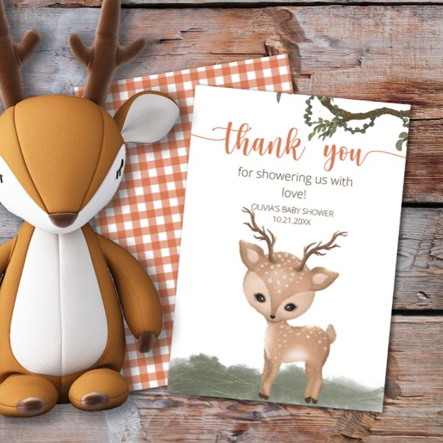 Carte Oh Deer Woodland baby shower merci (Créateur téléchargé)
