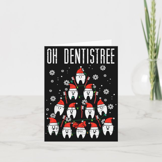 Carte Oh Dentistree Christmas Tree Teeth Dentistry Denta (Devant)